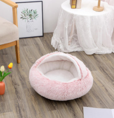 2-in-1 plush pet bed for cats and dogs
