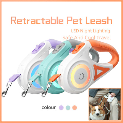 Retractable pet leash with automatic one-button brake