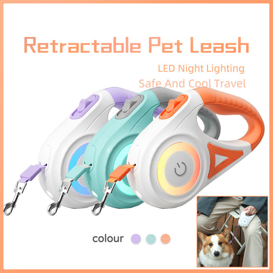 Retractable pet leash with automatic one-button brake