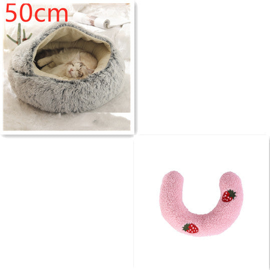 2-in-1 plush pet bed for cats and dogs