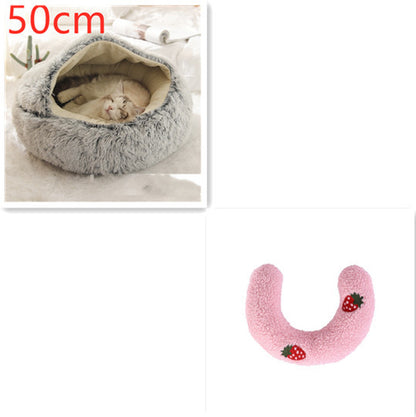 2-in-1 plush pet bed for cats and dogs