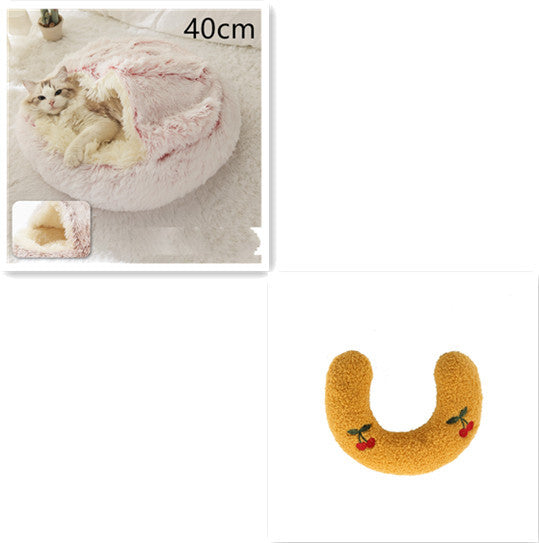 2-in-1 plush pet bed for cats and dogs