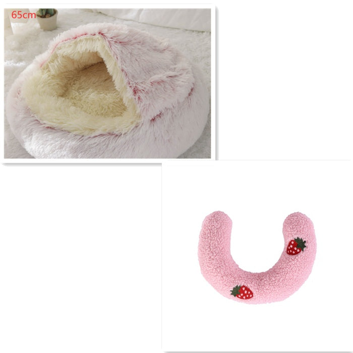 2-in-1 plush pet bed for cats and dogs