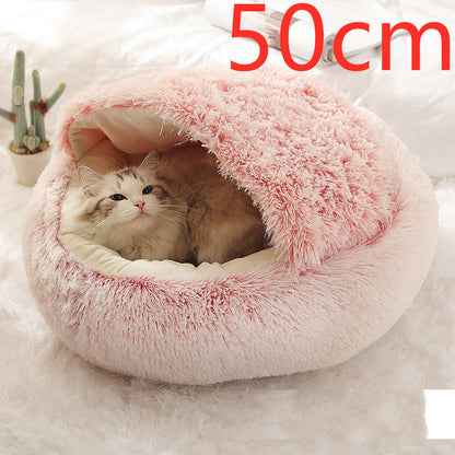2-in-1 plush pet bed for cats and dogs