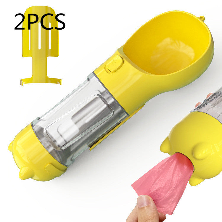 3-in-1 portable pet water bottle with feeding bowl and waste bag