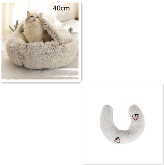 2-in-1 plush pet bed for cats and dogs
