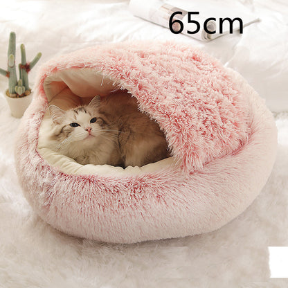 2-in-1 plush pet bed for cats and dogs