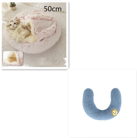 2-in-1 plush pet bed for cats and dogs