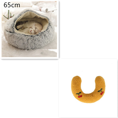 2-in-1 plush pet bed for cats and dogs