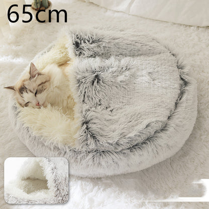 2-in-1 plush pet bed for cats and dogs