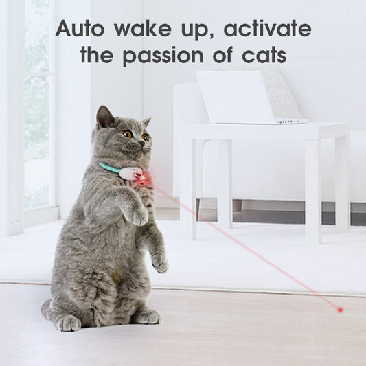 Automatic smart laser cat toy collar for interactive play