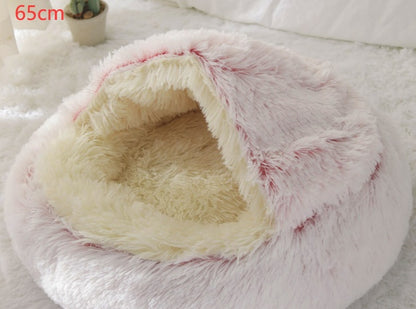 2-in-1 plush pet bed for cats and dogs