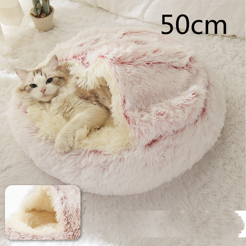 2-in-1 plush pet bed for cats and dogs