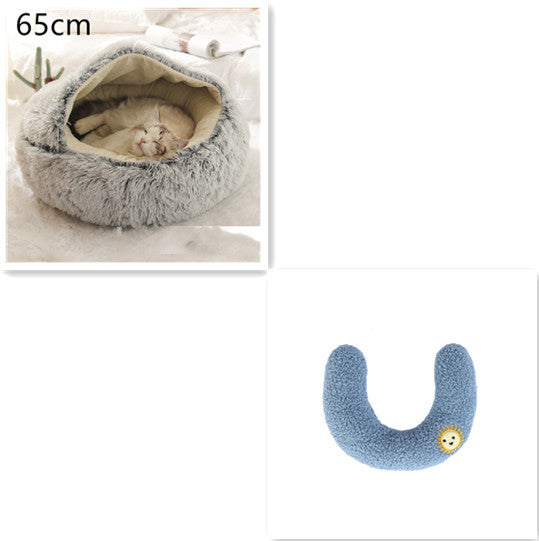 2-in-1 plush pet bed for cats and dogs