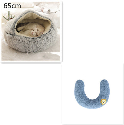 2-in-1 plush pet bed for cats and dogs