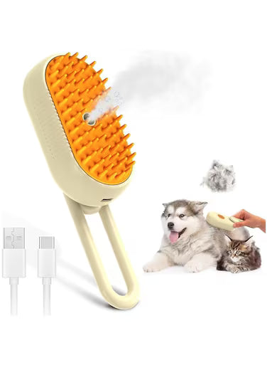 3-in-1 steam pet brush for cats and dogs