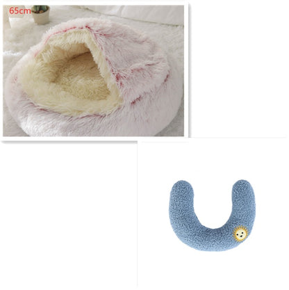 2-in-1 plush pet bed for cats and dogs