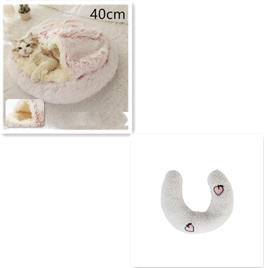 2-in-1 plush pet bed for cats and dogs