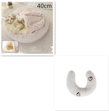 2-in-1 plush pet bed for cats and dogs