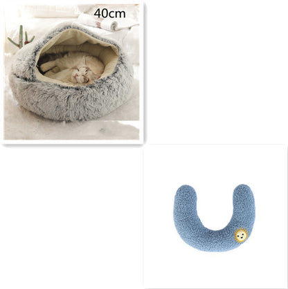 2-in-1 plush pet bed for cats and dogs