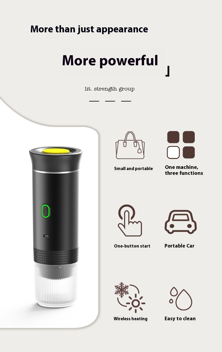 ☕ 3-in-1 Portable Espresso Machine – Coffee Grinder & Capsule Maker - Veluna