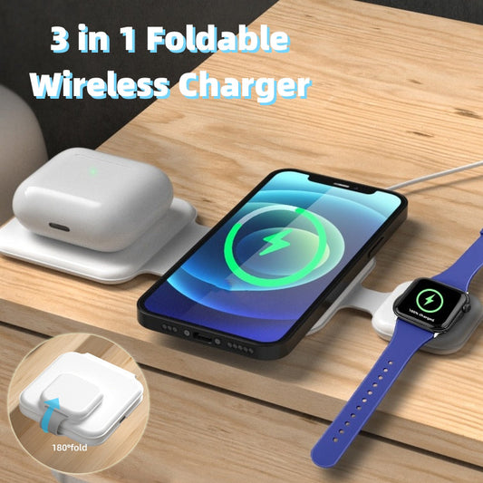 ⚡ 3-in-1 Magnetic Foldable Wireless Charger – Fast Charging Station - Veluna