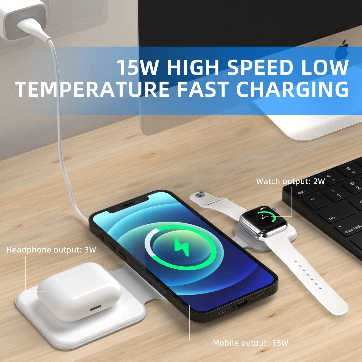 ⚡ 3-in-1 Magnetic Foldable Wireless Charger – Fast Charging Station - Veluna