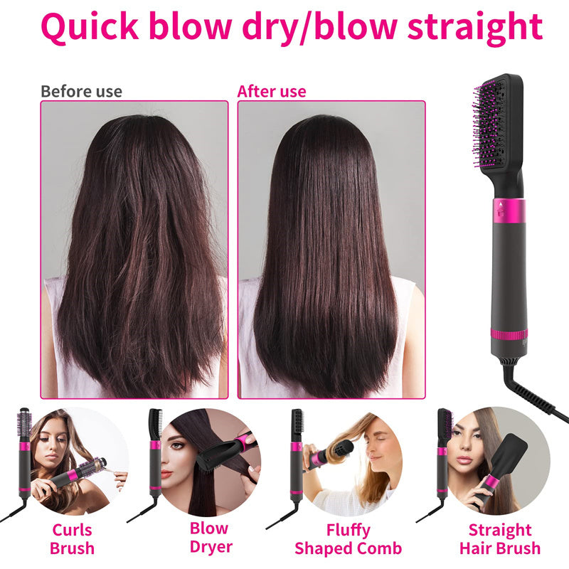 💇‍♀️ Professional 5-in-1 Hair Dryer Brush – Dryer, Straightener & Curler - Veluna