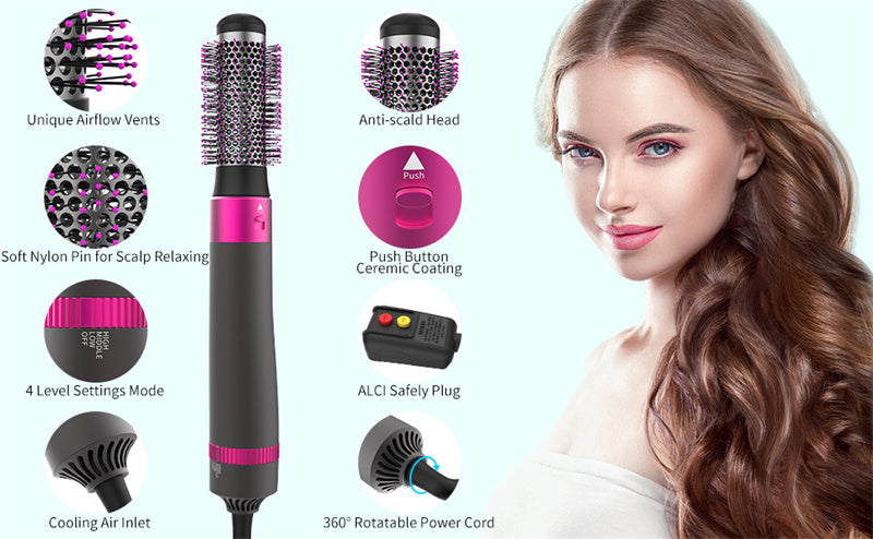 💇‍♀️ Professional 5-in-1 Hair Dryer Brush – Dryer, Straightener & Curler - Veluna