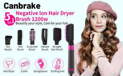 💇‍♀️ Professional 5-in-1 Hair Dryer Brush – Dryer, Straightener & Curler - Veluna