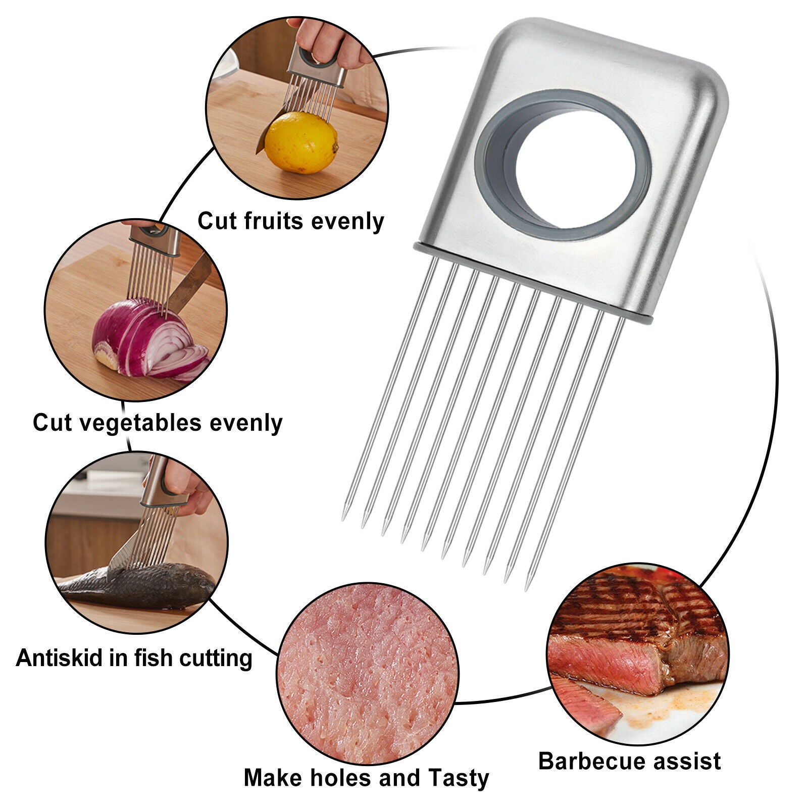 Veluna Onion Holder Slicer – Stainless Steel Cutter - Veluna