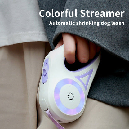 Retractable pet leash with automatic one-button brake