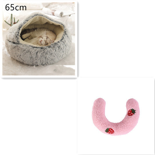 2-in-1 plush pet bed for cats and dogs