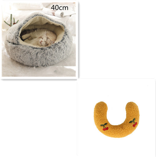 2-in-1 plush pet bed for cats and dogs