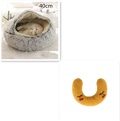 2-in-1 plush pet bed for cats and dogs
