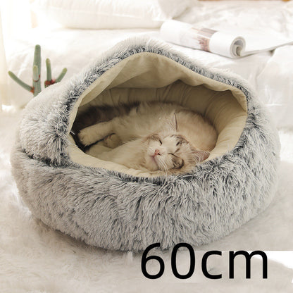 2-in-1 plush pet bed for cats and dogs
