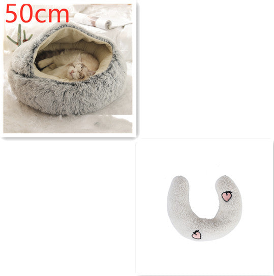 2-in-1 plush pet bed for cats and dogs