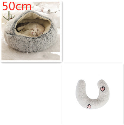 2-in-1 plush pet bed for cats and dogs
