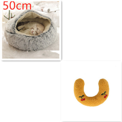 2-in-1 plush pet bed for cats and dogs