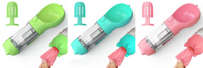 3-in-1 portable pet water bottle with feeding bowl and waste bag