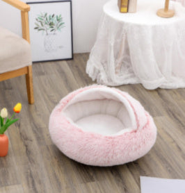 2-in-1 plush pet bed for cats and dogs