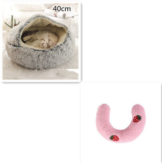 2-in-1 plush pet bed for cats and dogs