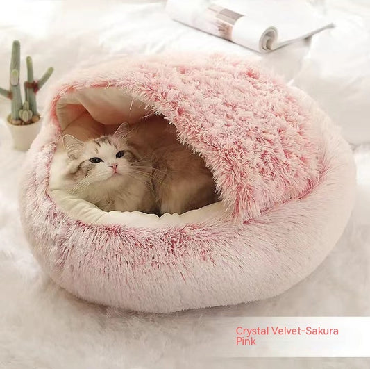 2-in-1 plush pet bed for cats and dogs