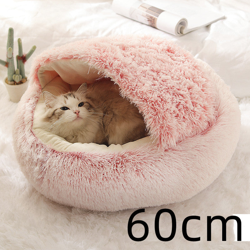 2-in-1 plush pet bed for cats and dogs