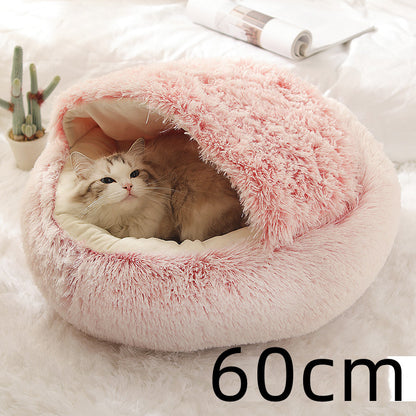 2-in-1 plush pet bed for cats and dogs