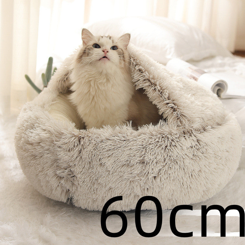 2-in-1 plush pet bed for cats and dogs