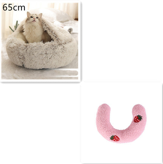 2-in-1 plush pet bed for cats and dogs