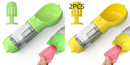 3-in-1 portable pet water bottle with feeding bowl and waste bag