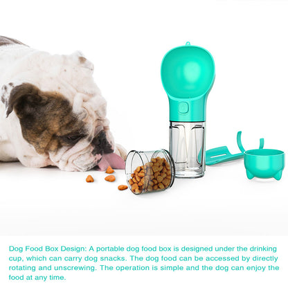3-in-1 portable pet water bottle with feeding bowl and waste bag