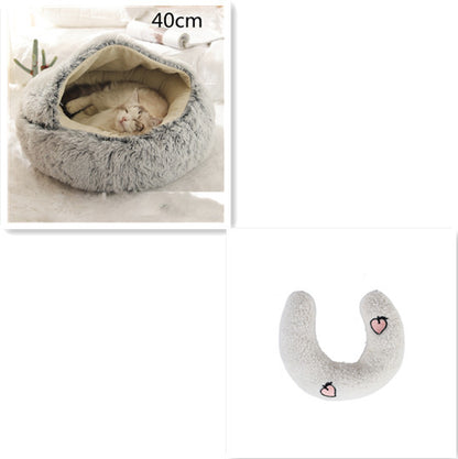 2-in-1 plush pet bed for cats and dogs